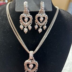Judith Ripka Sterling Diamonique CZ Heart Earrings OR Heart Enhancer Necklace